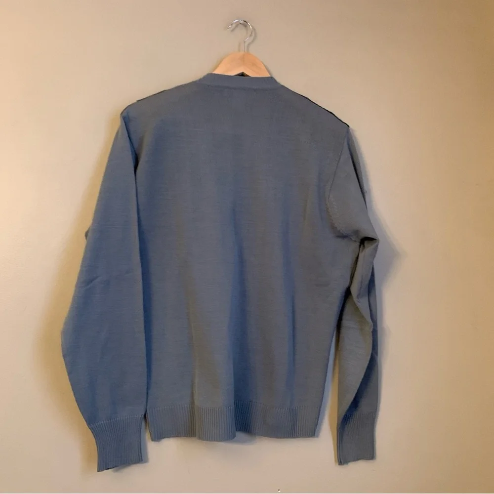 Vintage Concord Genuine Leather Trim Acrylic Knit Sweater V Neck Sz XL 70’s 80’l
